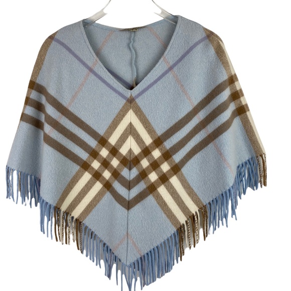 Burberry Accessories - Burberry Blue Plaid Poncho